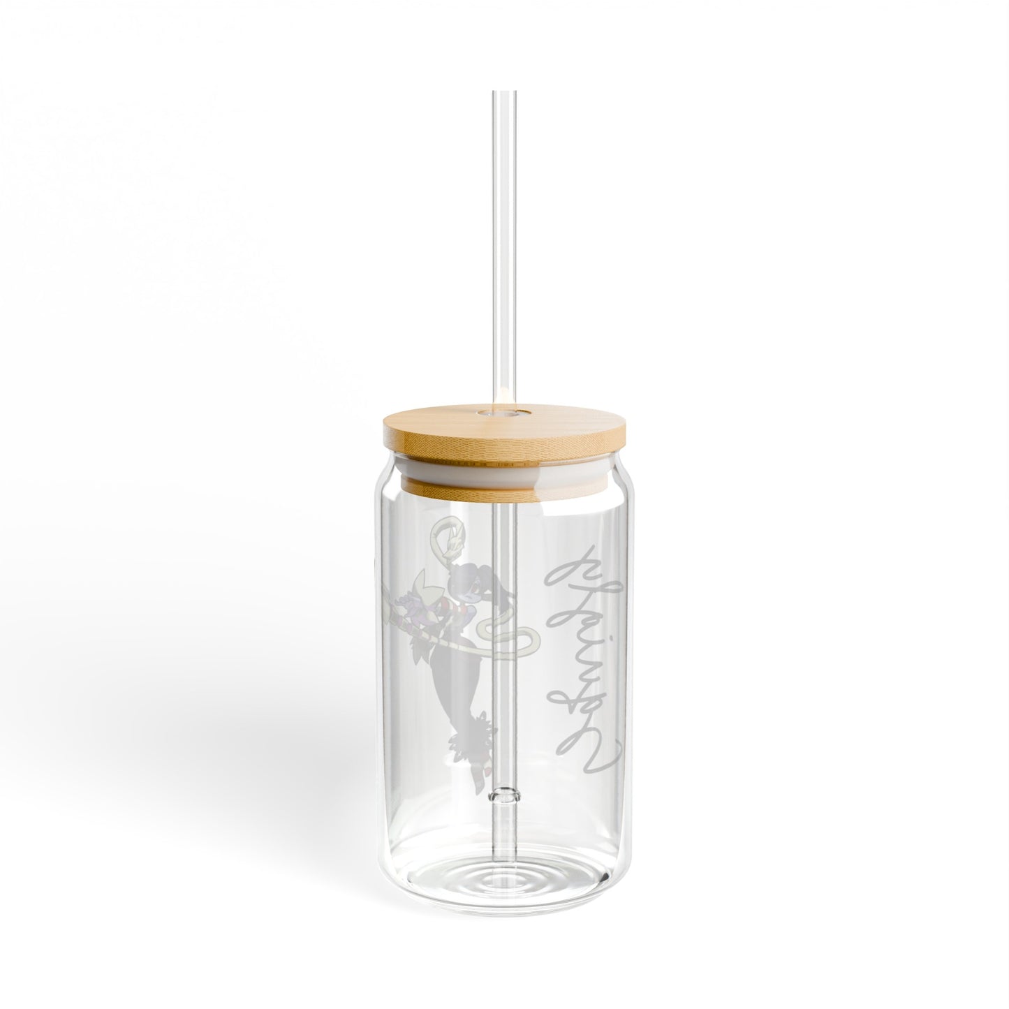 Squigly 16oz Glass Can with Lid and Straw