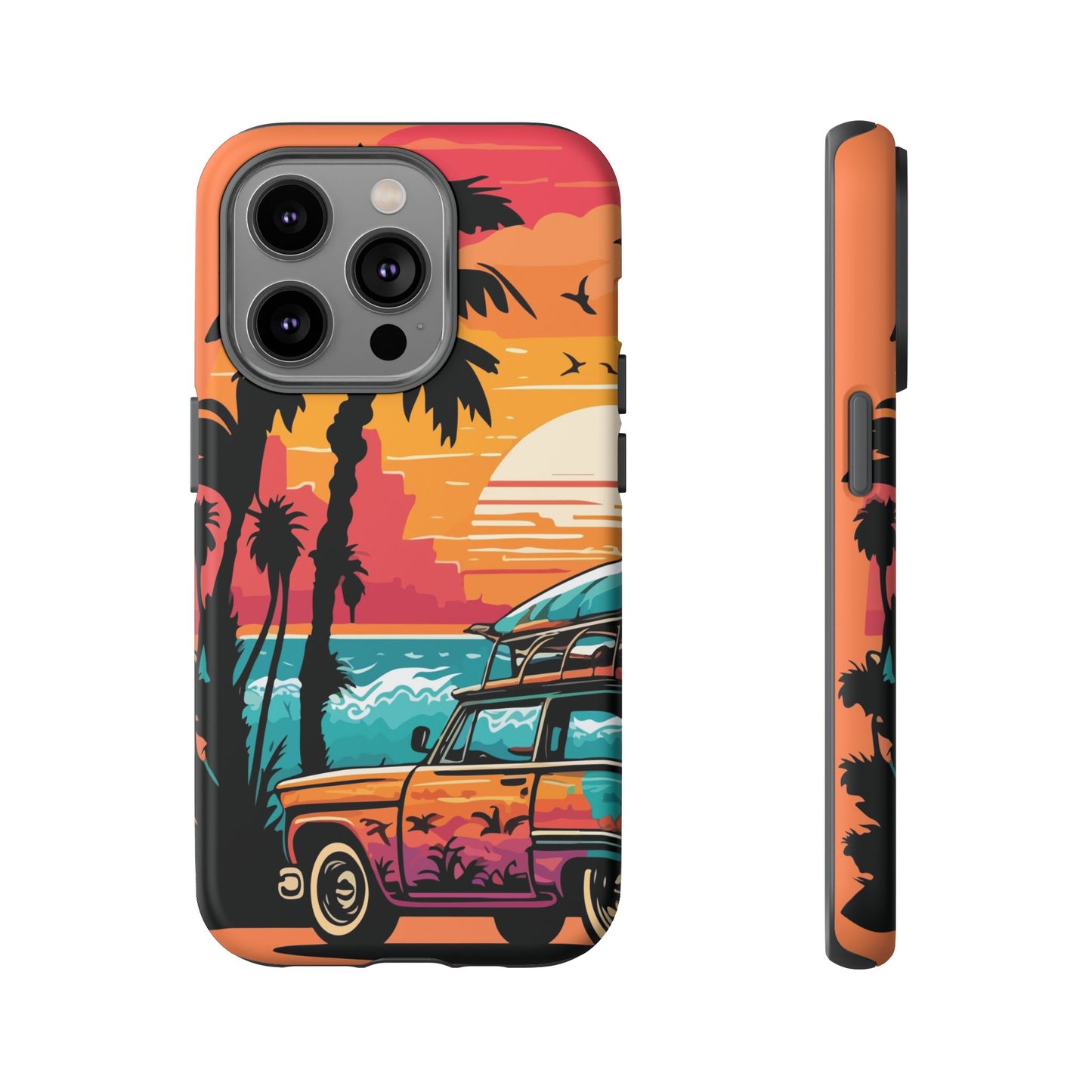 Summer Retro Sunset Protective Phone Case