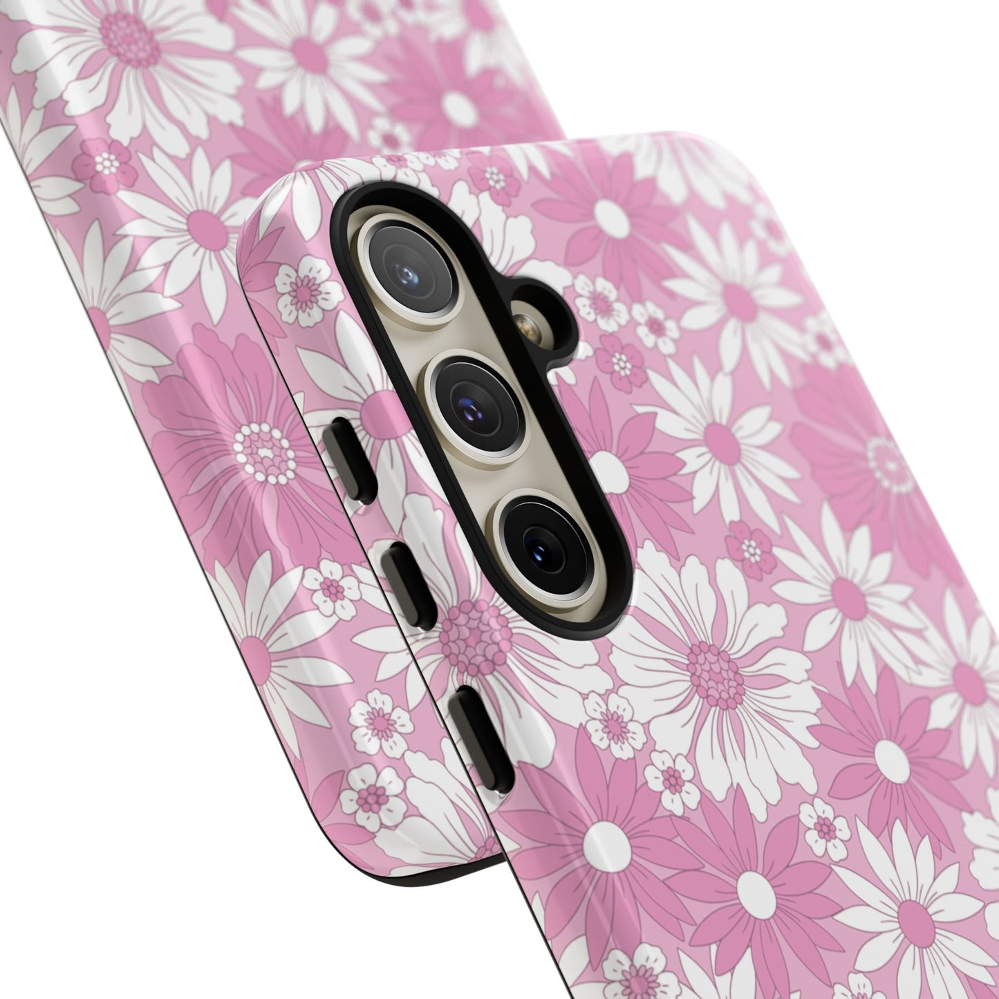 Pink and White Flowers Protective Phone Case