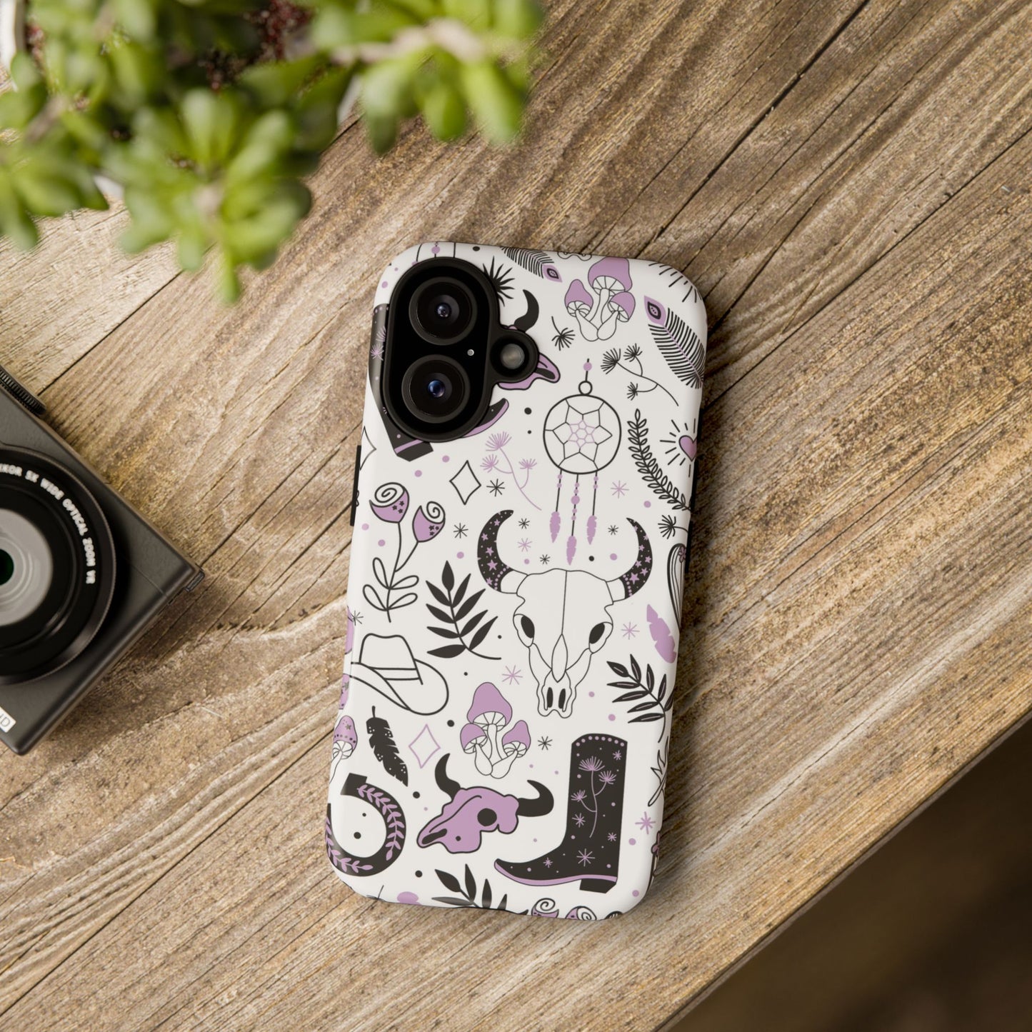 Purple and Black Western Protective Drop Proof Case Iphone, Samsung and Google phones