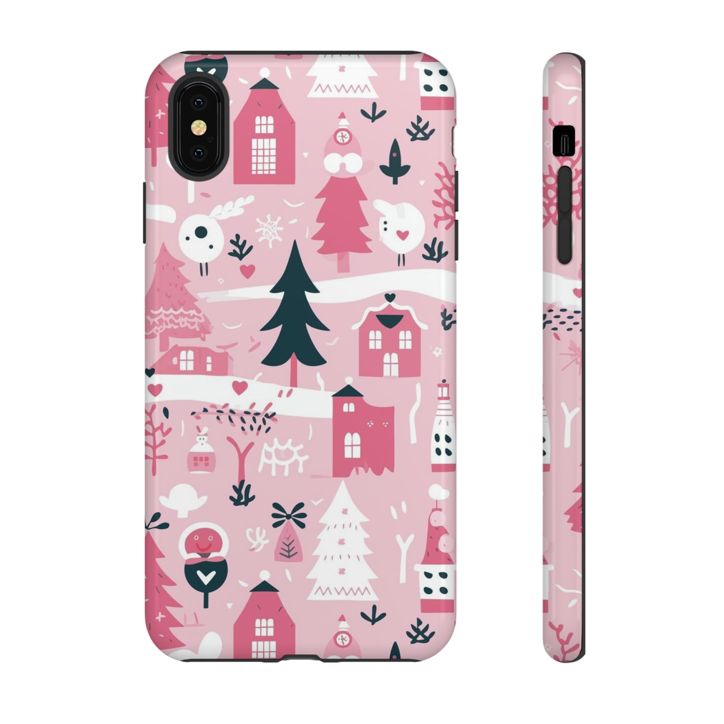 Pink Christmas Design Protective Case for Iphone, Samsung and Google Phones