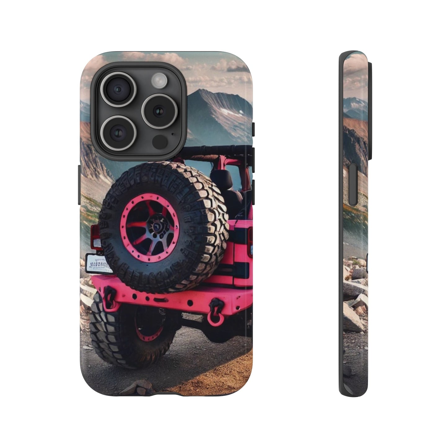 Pink Jeep Tire Protective Phone Case