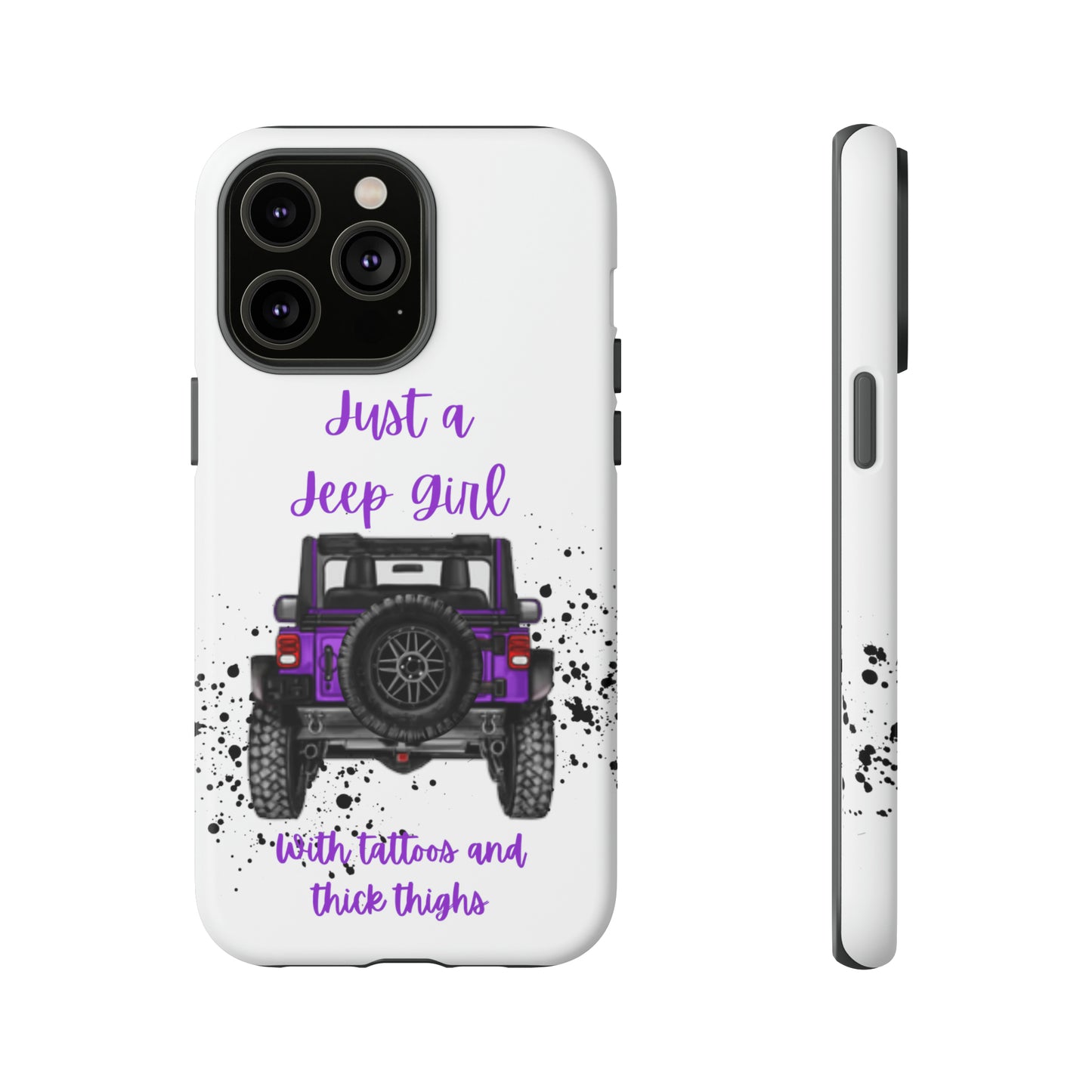 Off Road Girl with Tattoos and Thick Thighs Purple Protective Phone Case