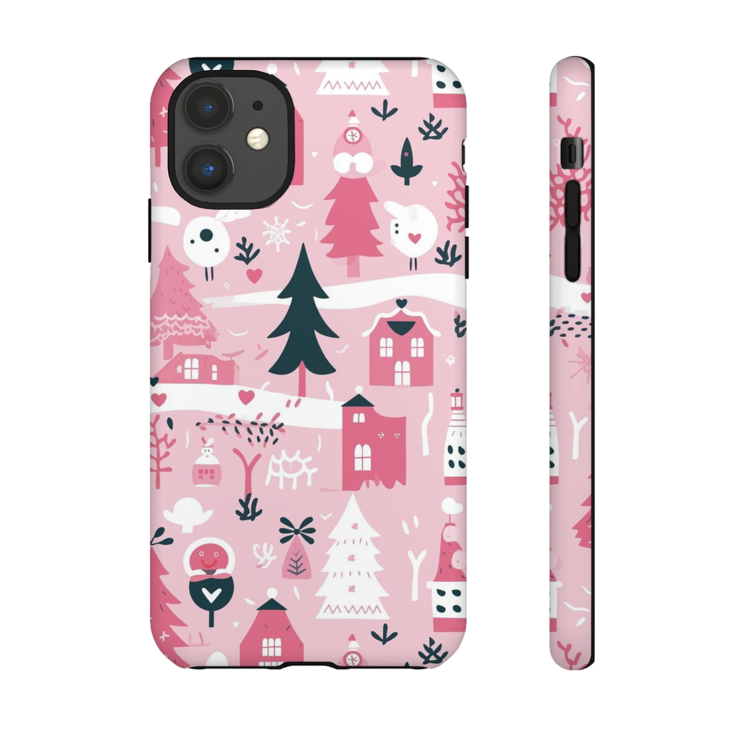 Pink Christmas Design Protective Case for Iphone, Samsung and Google Phones