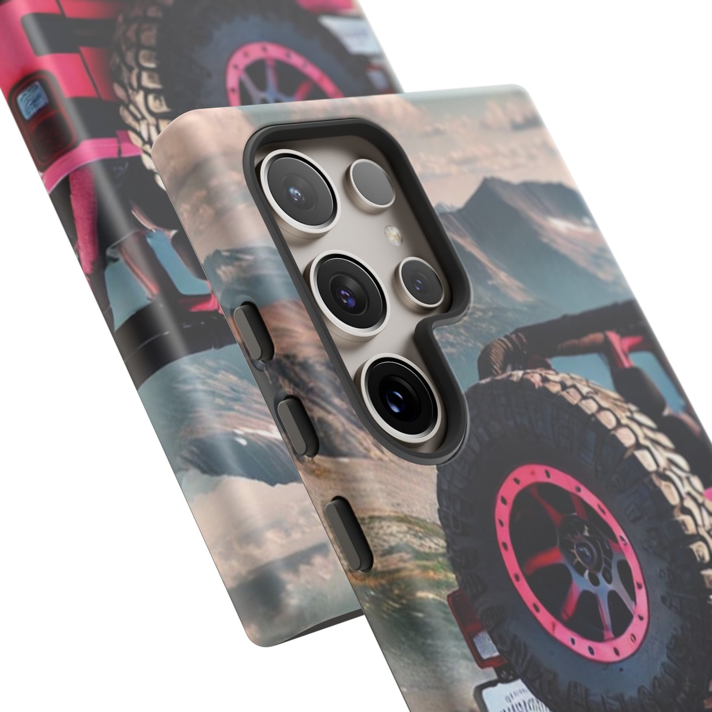 Pink Jeep Tire Protective Phone Case