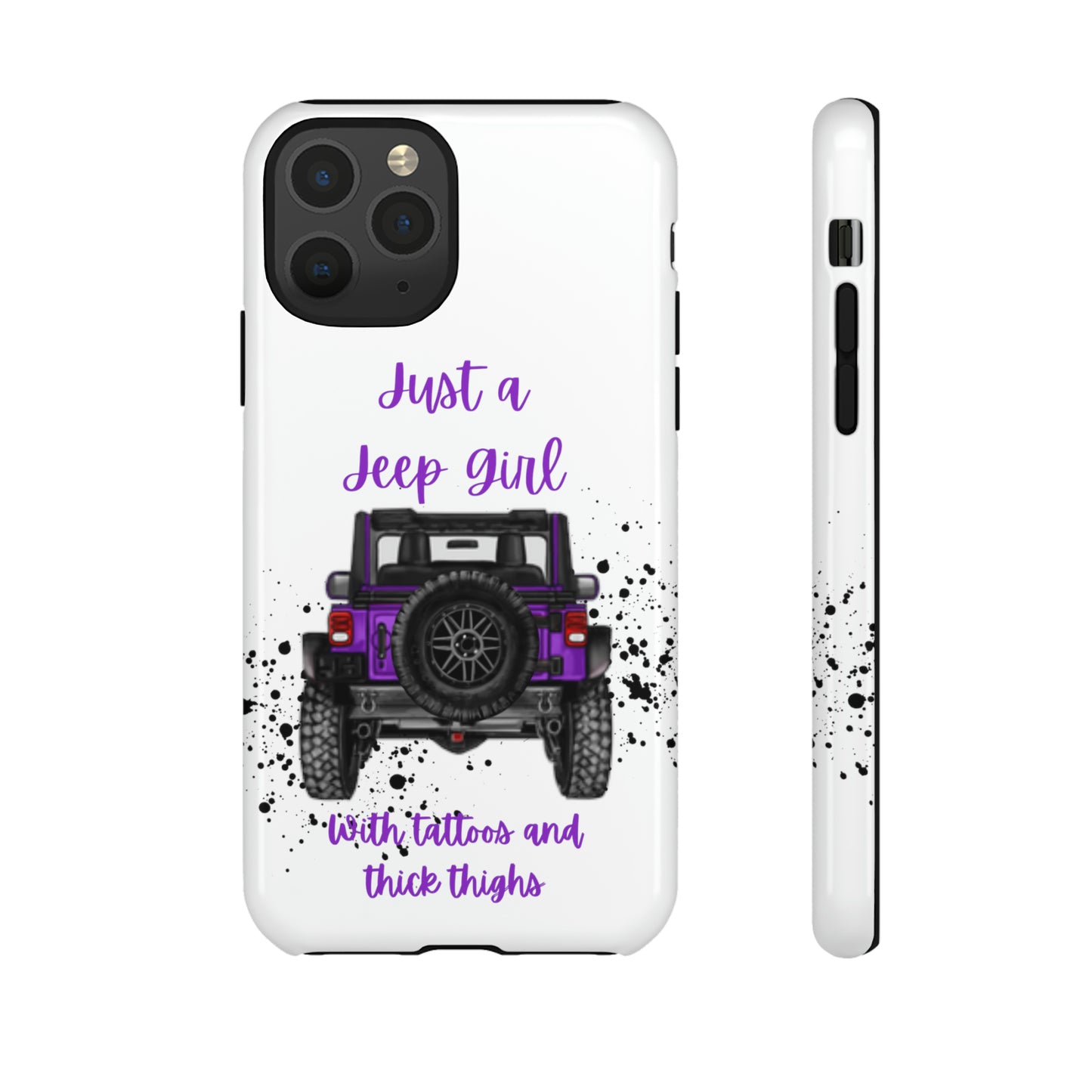 Off Road Girl with Tattoos and Thick Thighs Purple Protective Phone Case