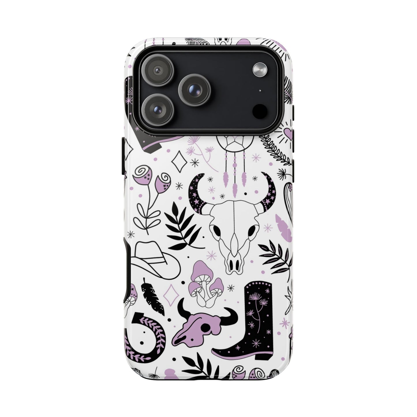 Purple and Black Western Protective Drop Proof Case Iphone, Samsung and Google phones