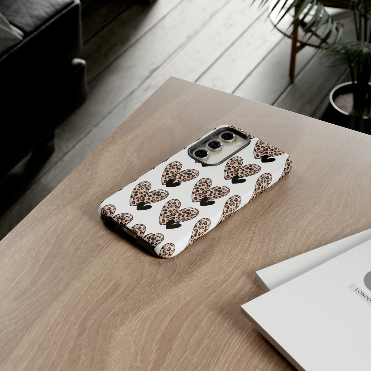 Leopard Hearts Protective Case for IPhone. Samsung and Google phones