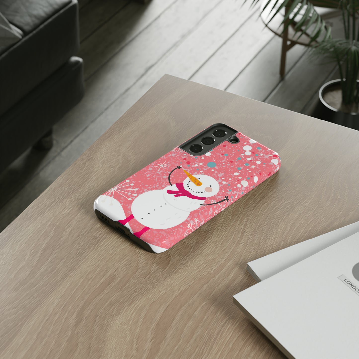 Pink Snowman Protective Case for Iphone, Samsung and a Google phones