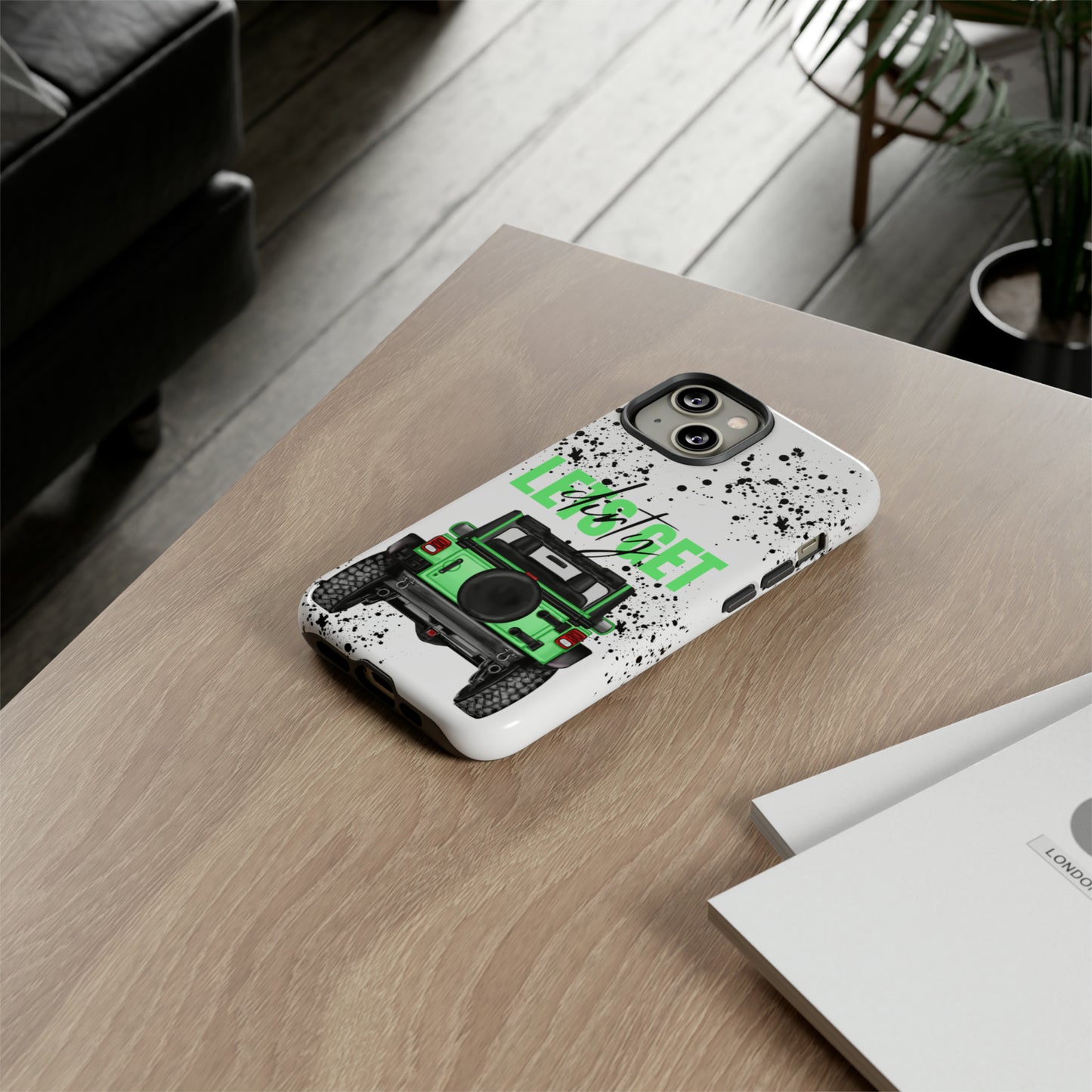 Lets Get Dirty Off Road Green Splatter Protective Phone Case