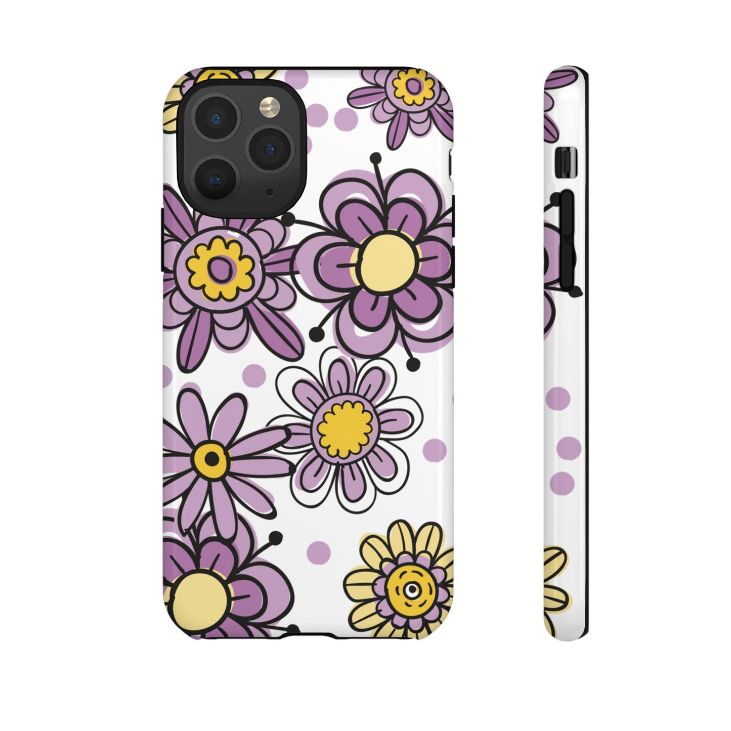 Purple Flowers Protective Phone Case