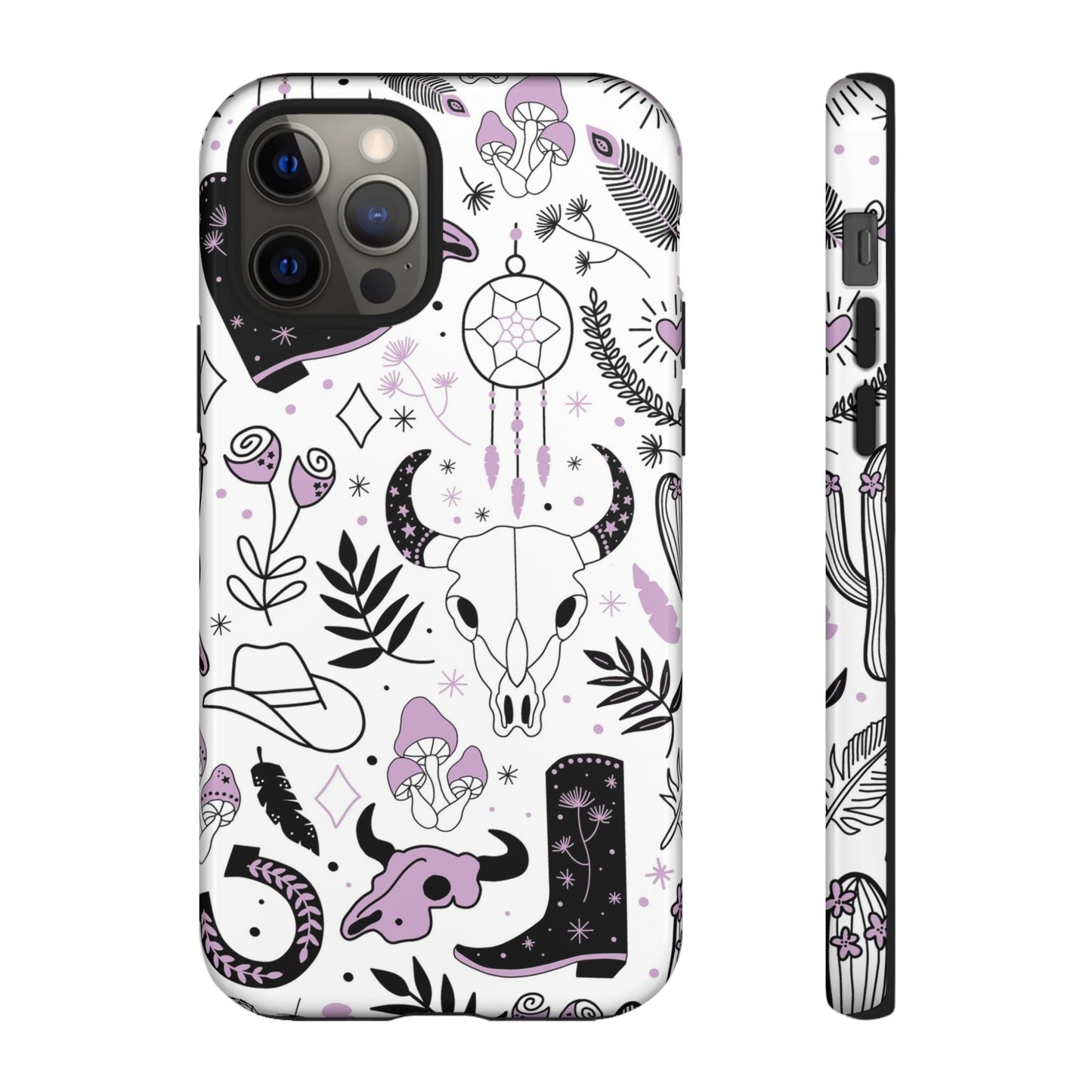 Purple and Black Western Protective Drop Proof Case Iphone, Samsung and Google phones