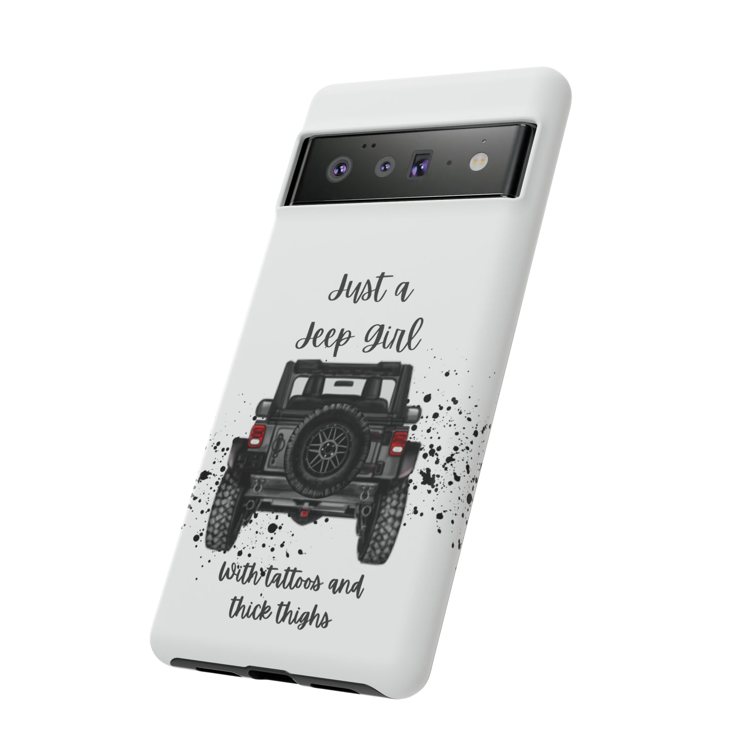 Off Road Girl with Tattoos and Thick Thighs Grey Protective Phkne Case