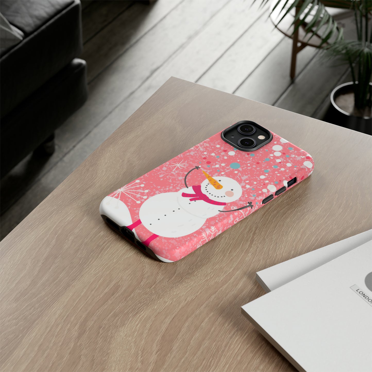 Pink Snowman Protective Case for Iphone, Samsung and a Google phones