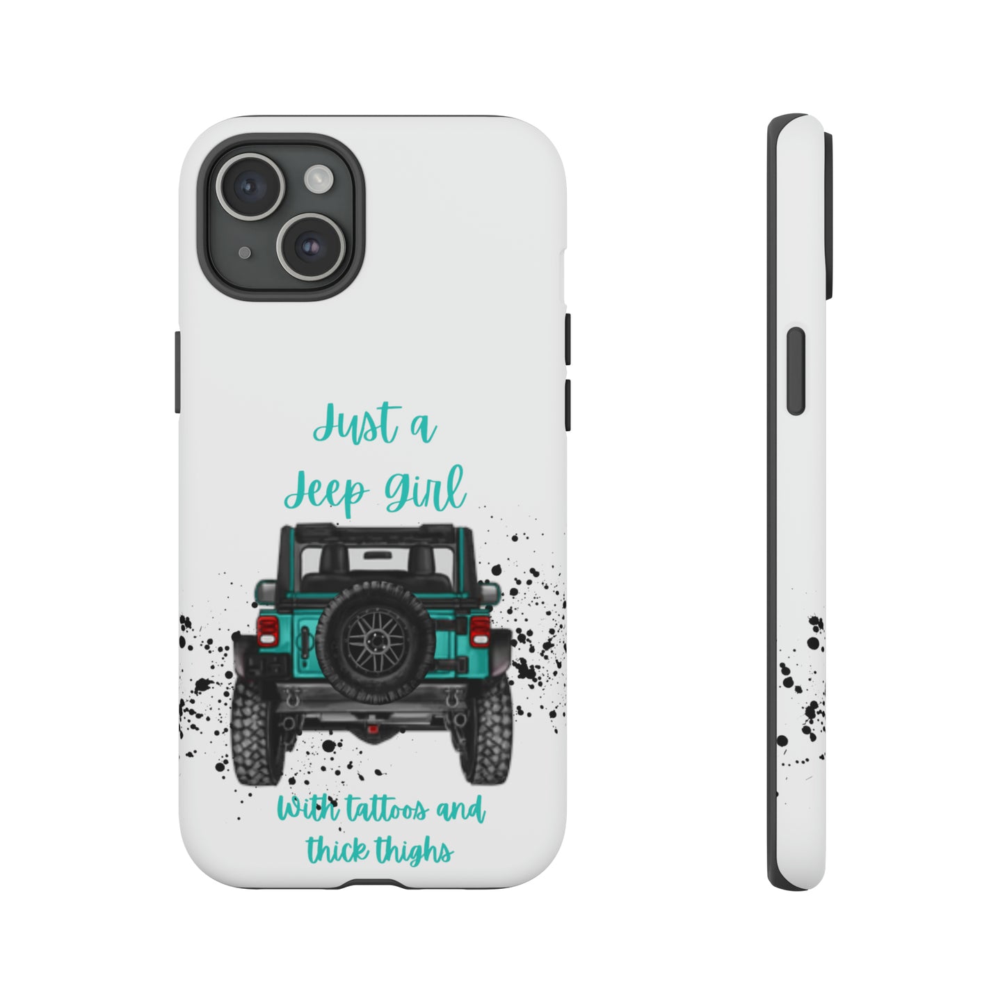 Off Road Girl with Tattoos and Thick Thighs Turquoise Protective Phone Case