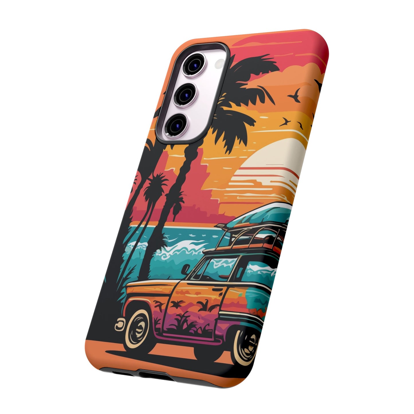Summer Retro Sunset Protective Phone Case