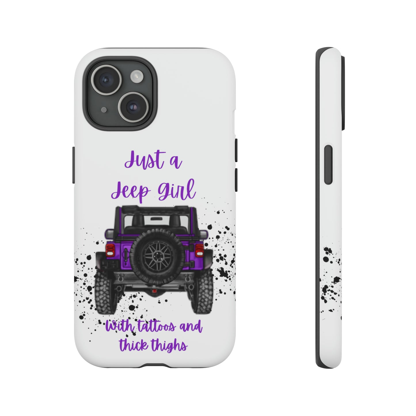 Off Road Girl with Tattoos and Thick Thighs Purple Protective Phone Case