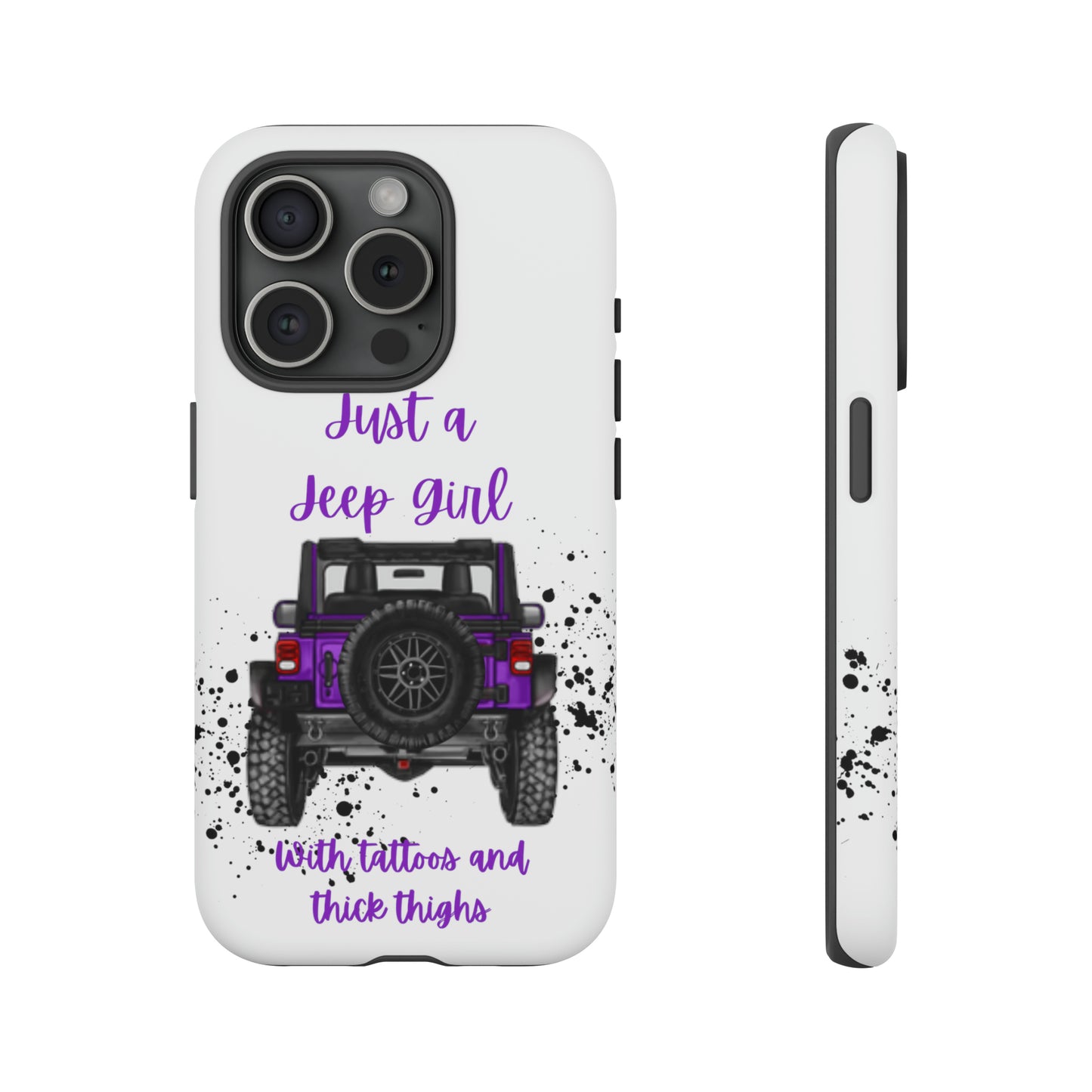 Off Road Girl with Tattoos and Thick Thighs Purple Protective Phone Case