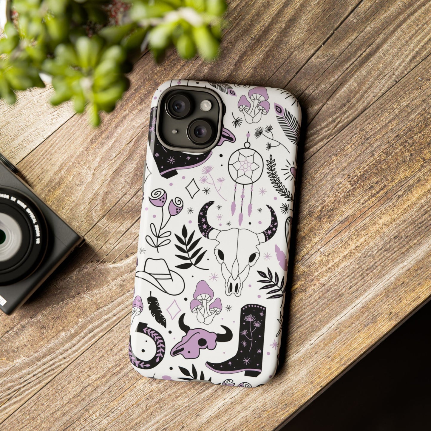Purple and Black Western Protective Drop Proof Case Iphone, Samsung and Google phones
