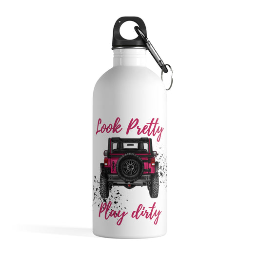 Look Pretty Play Dirty Pink Stainless Steel Water Bottle