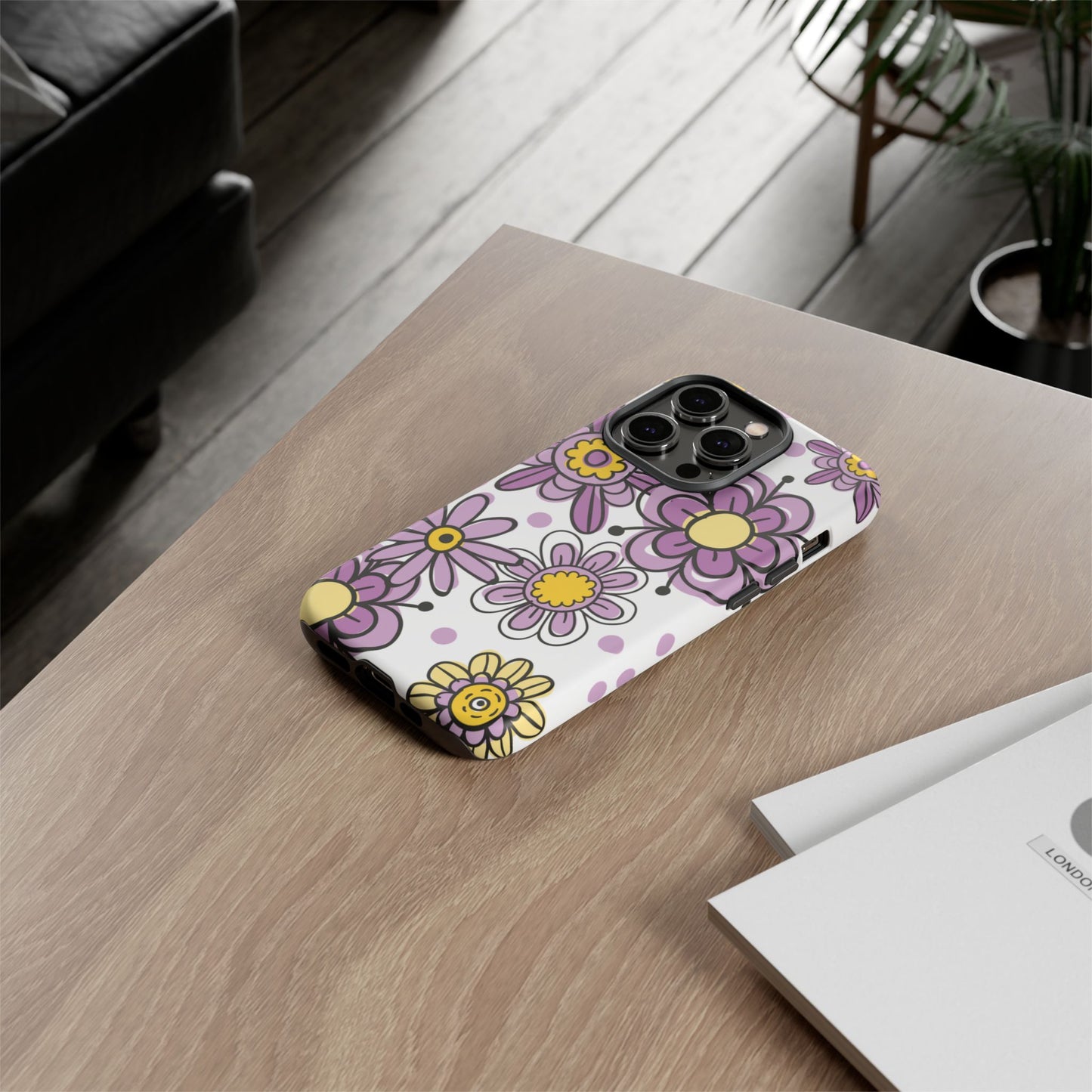 Purple Flowers Protective Phone Case