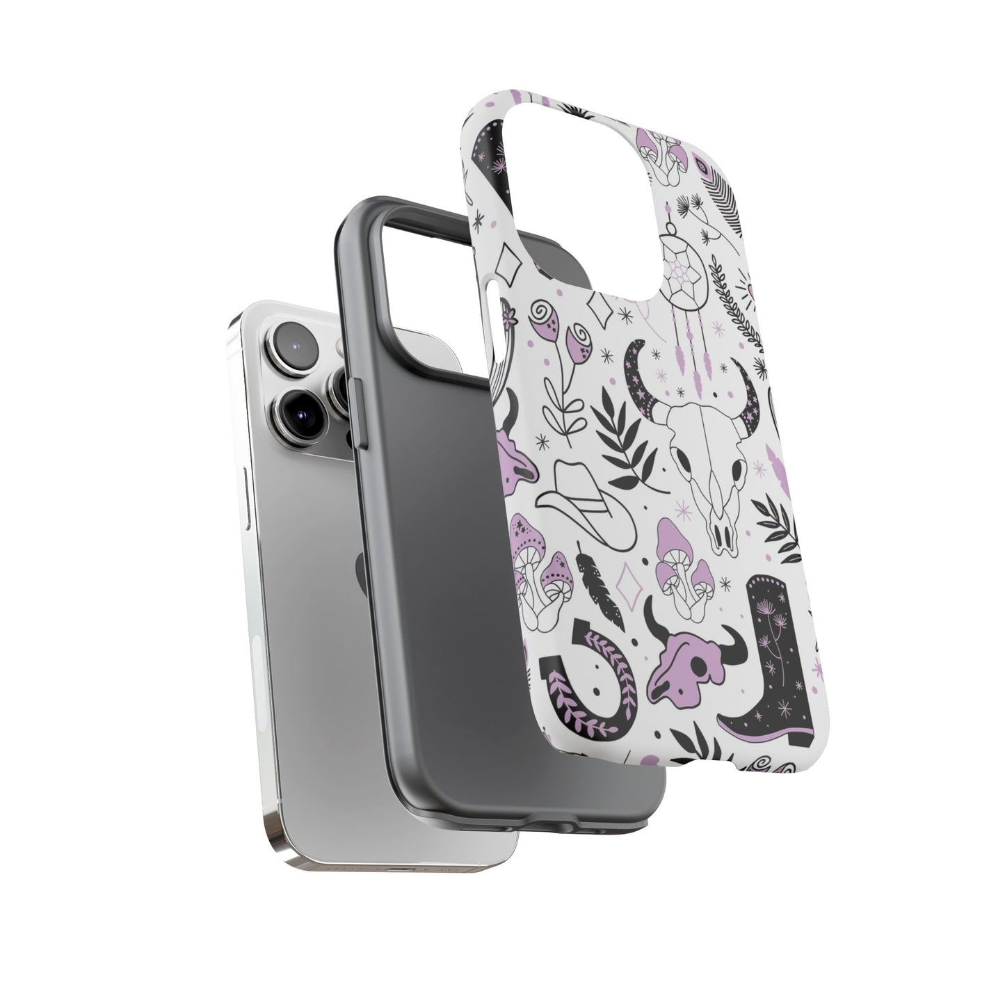 Purple and Black Western Protective Drop Proof Case Iphone, Samsung and Google phones