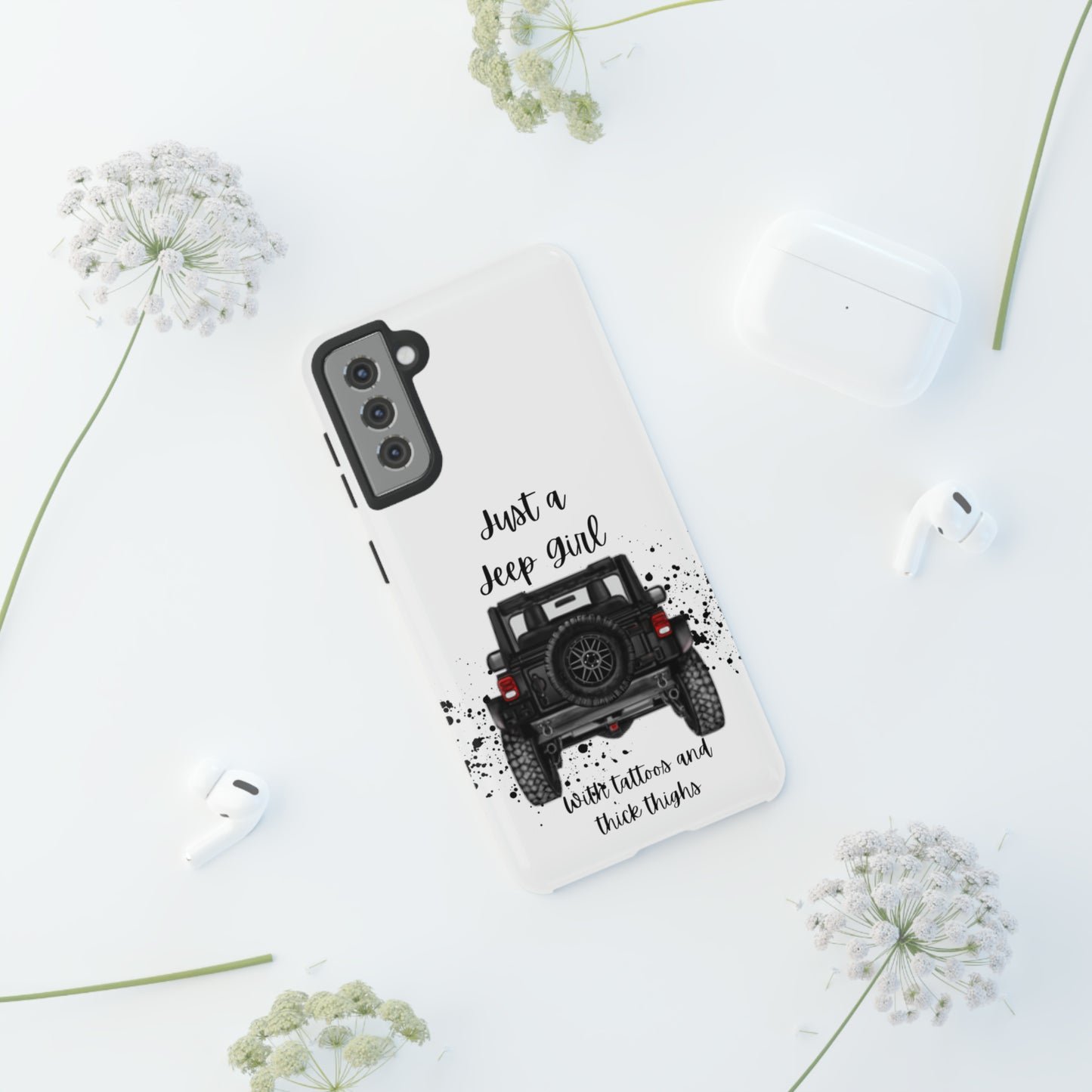 Off Road Girl with Tattoos and Thick Thighs Black Protective Phone Case