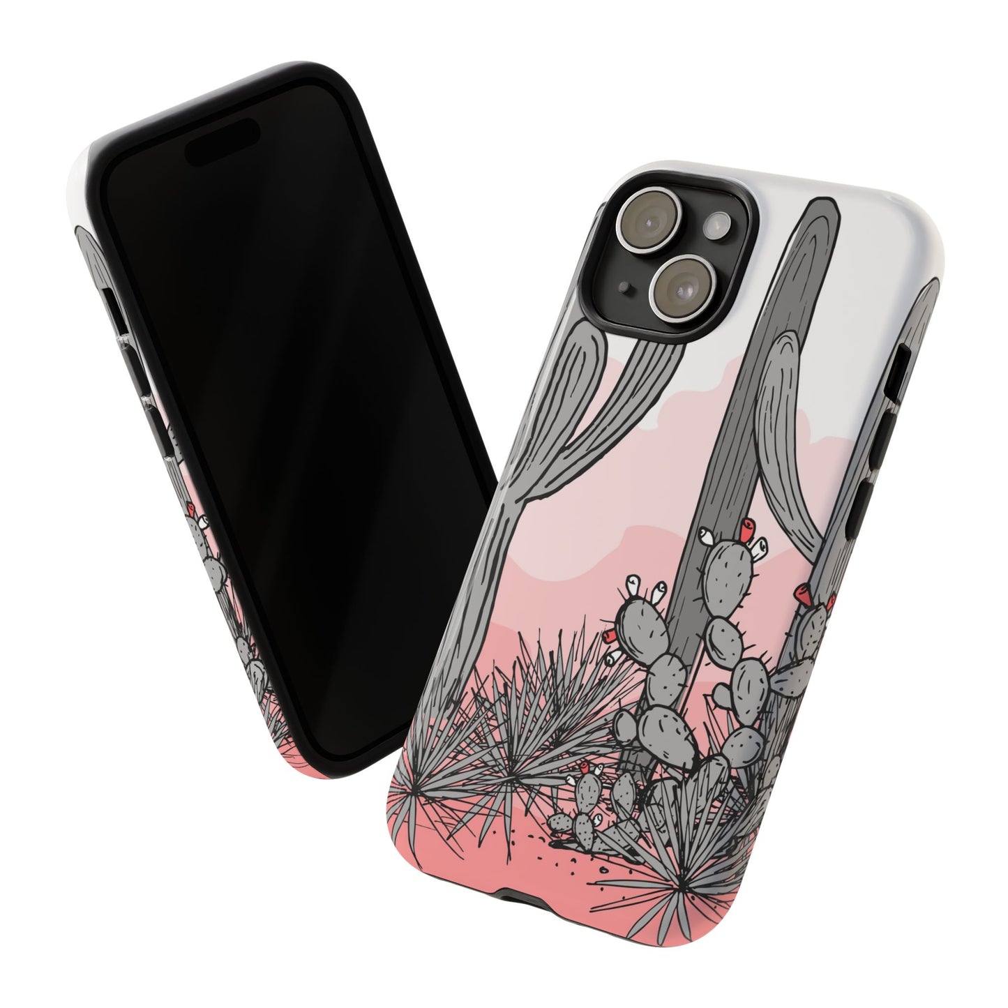 Pastel Cactus Sunset Protective Phone Case