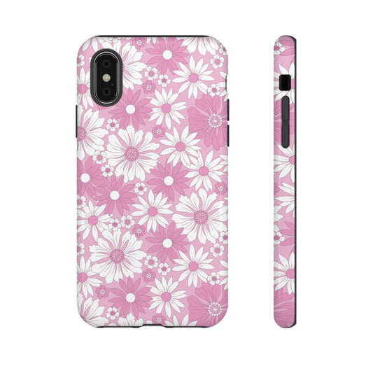 Pink and White Flowers Protective Phone Case