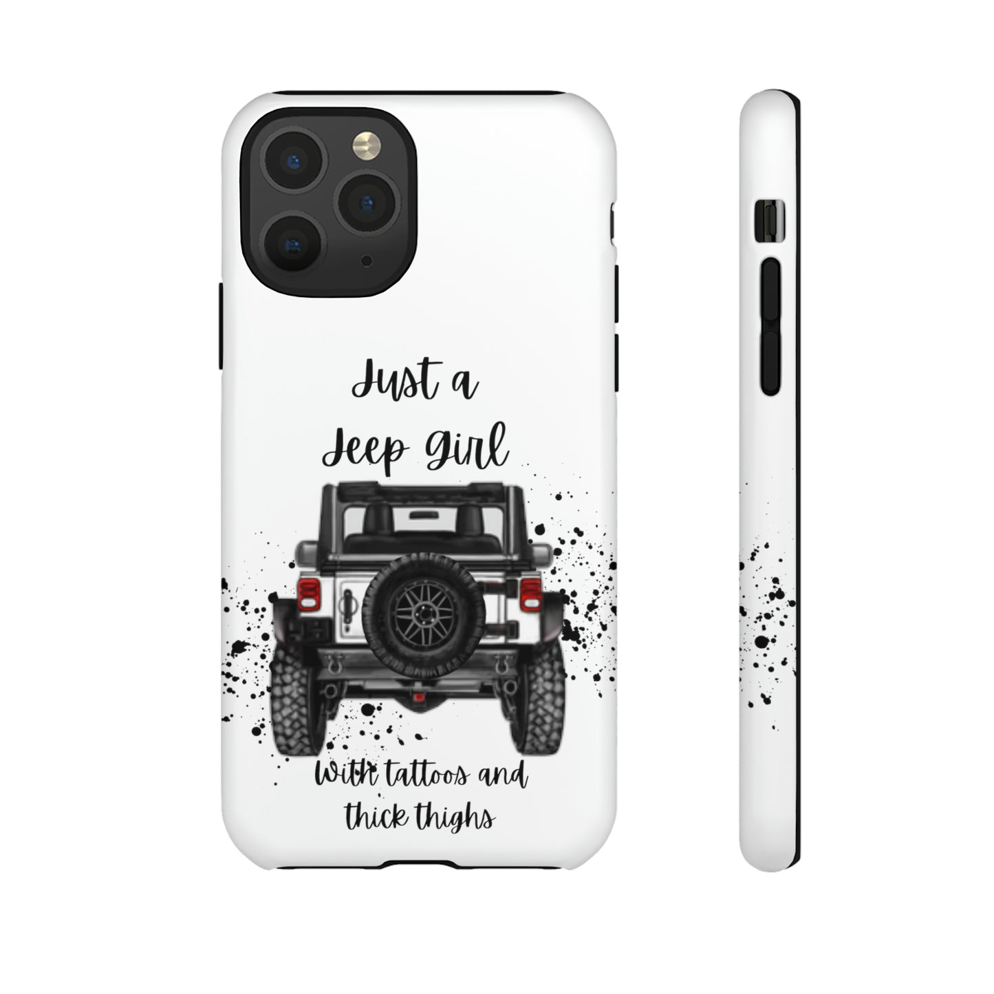 Off Road Girl with Tattoos and Thick Thighs Black Protective Phone Case