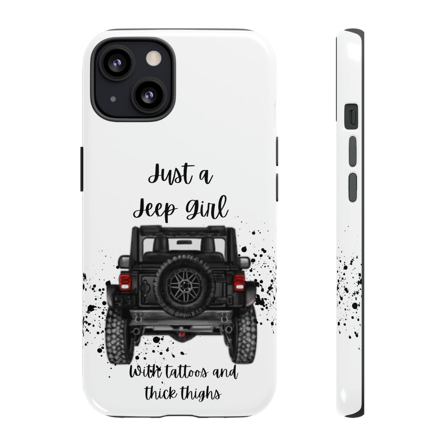 Off Road Girl with Tattoos and Thick Thighs Black Protective Phone Case