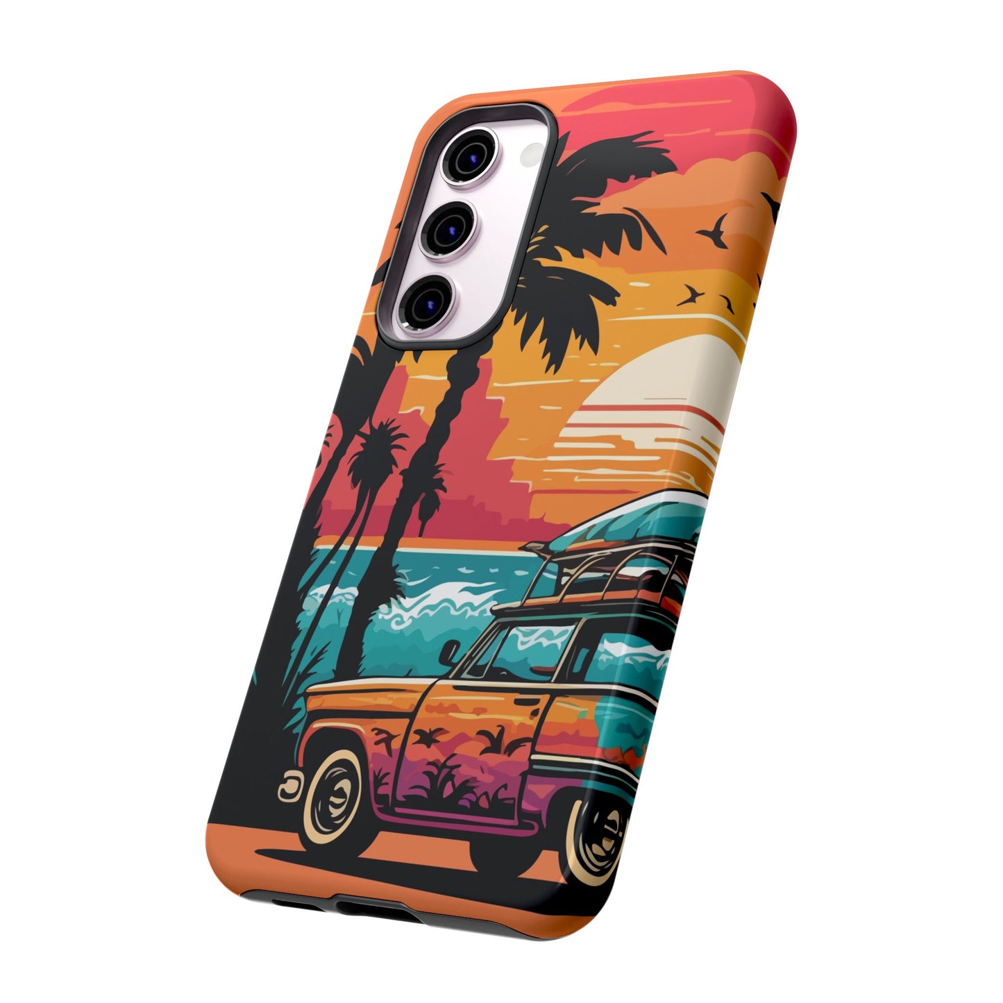 Summer Retro Sunset Protective Phone Case