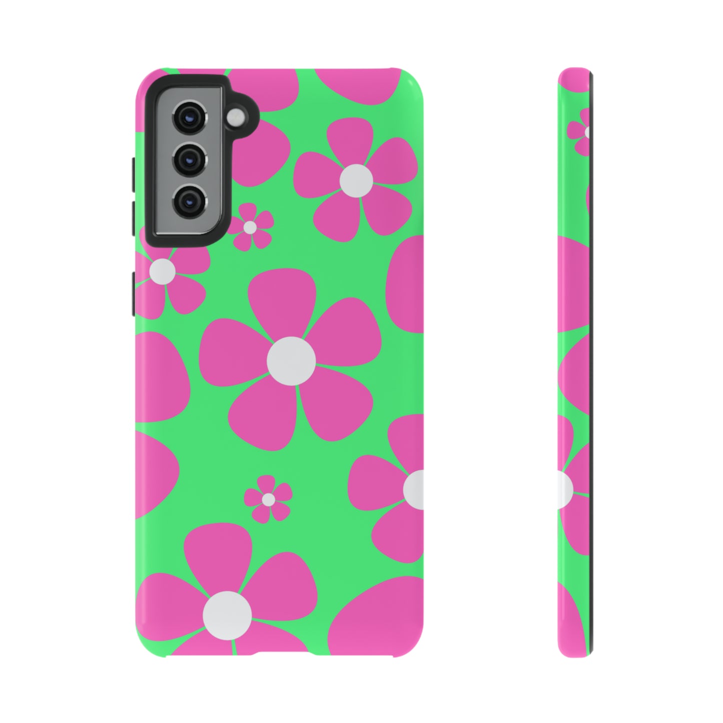 Green with pink flowers protective case