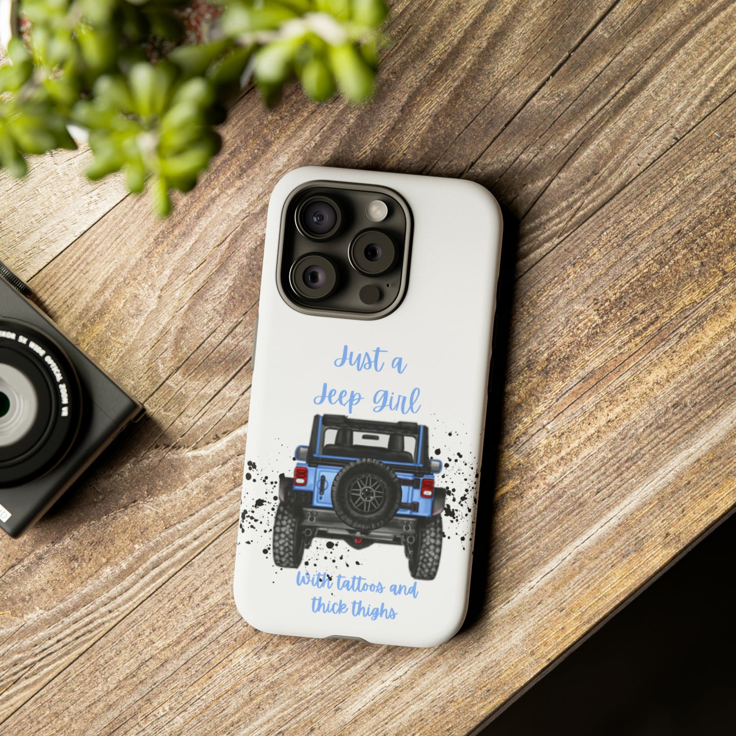 Off Road Girl with Tattoos and Thick Thighs Blue Protective Phone Case