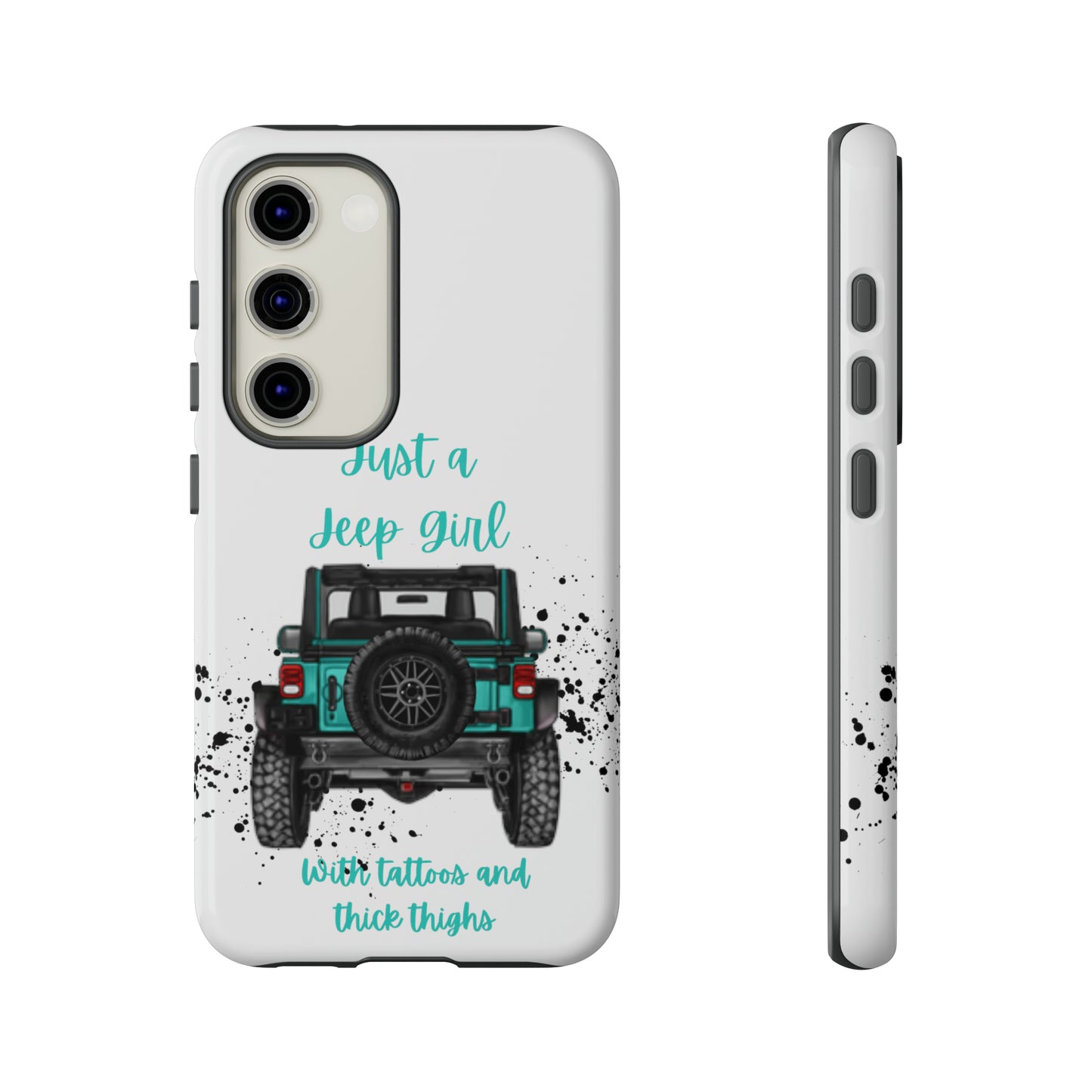 Off Road Girl with Tattoos and Thick Thighs Turquoise Protective Phone Case