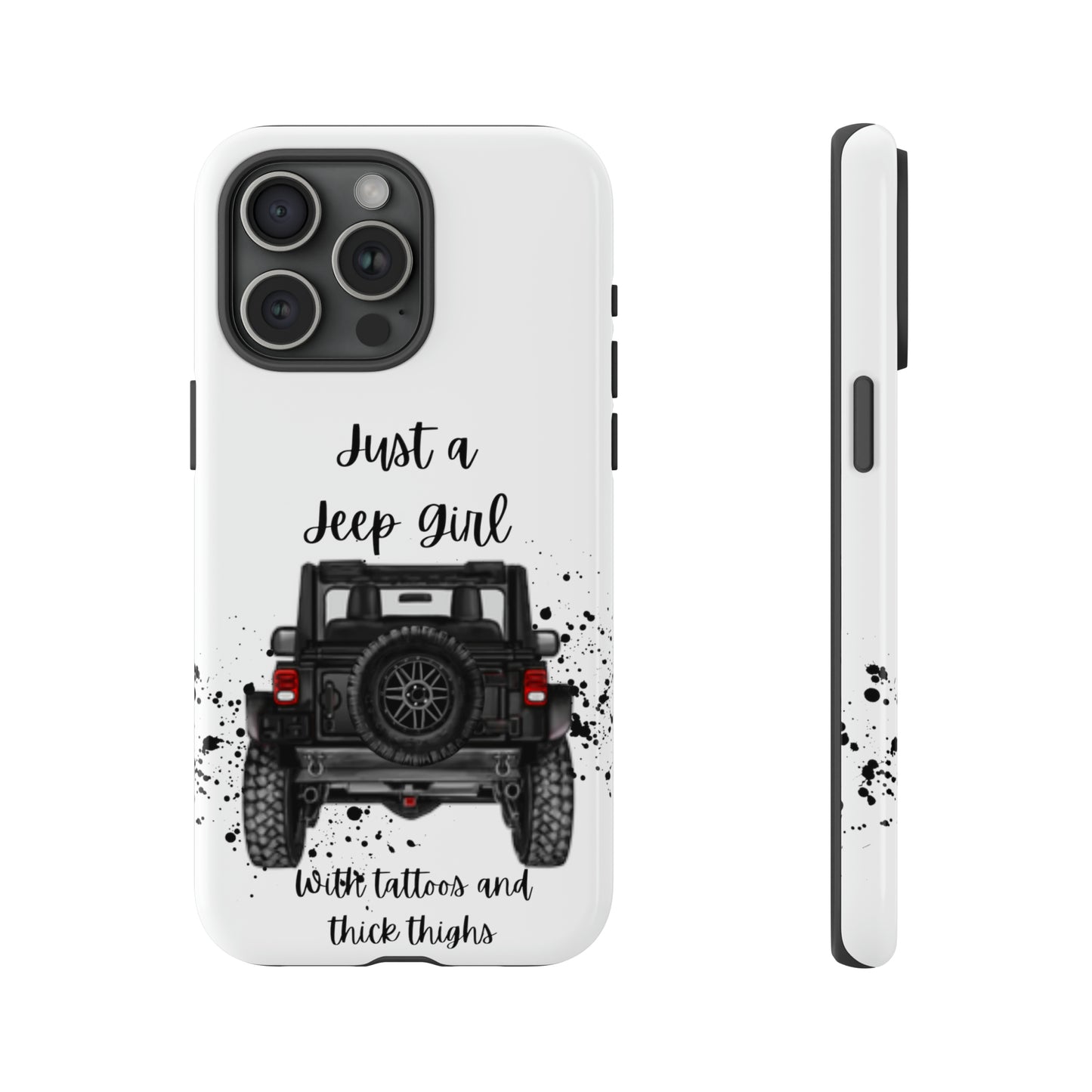 Off Road Girl with Tattoos and Thick Thighs Black Protective Phone Case