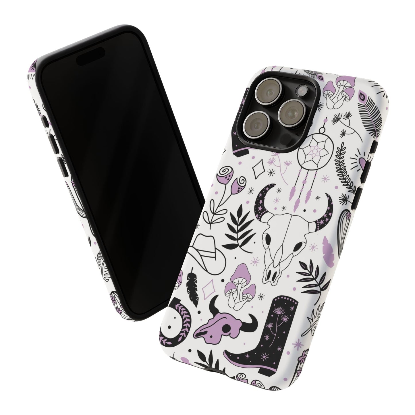 Purple and Black Western Protective Drop Proof Case Iphone, Samsung and Google phones