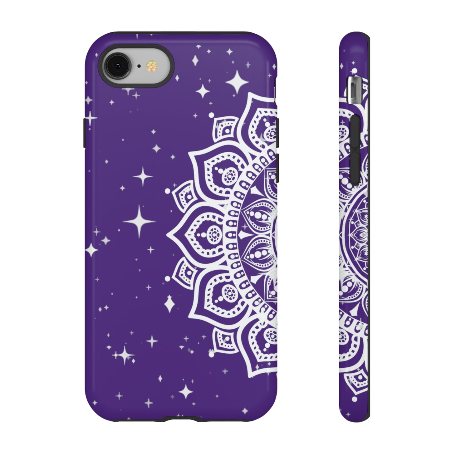 Purple mandala protective phone case for iPhone, Samsung and Google