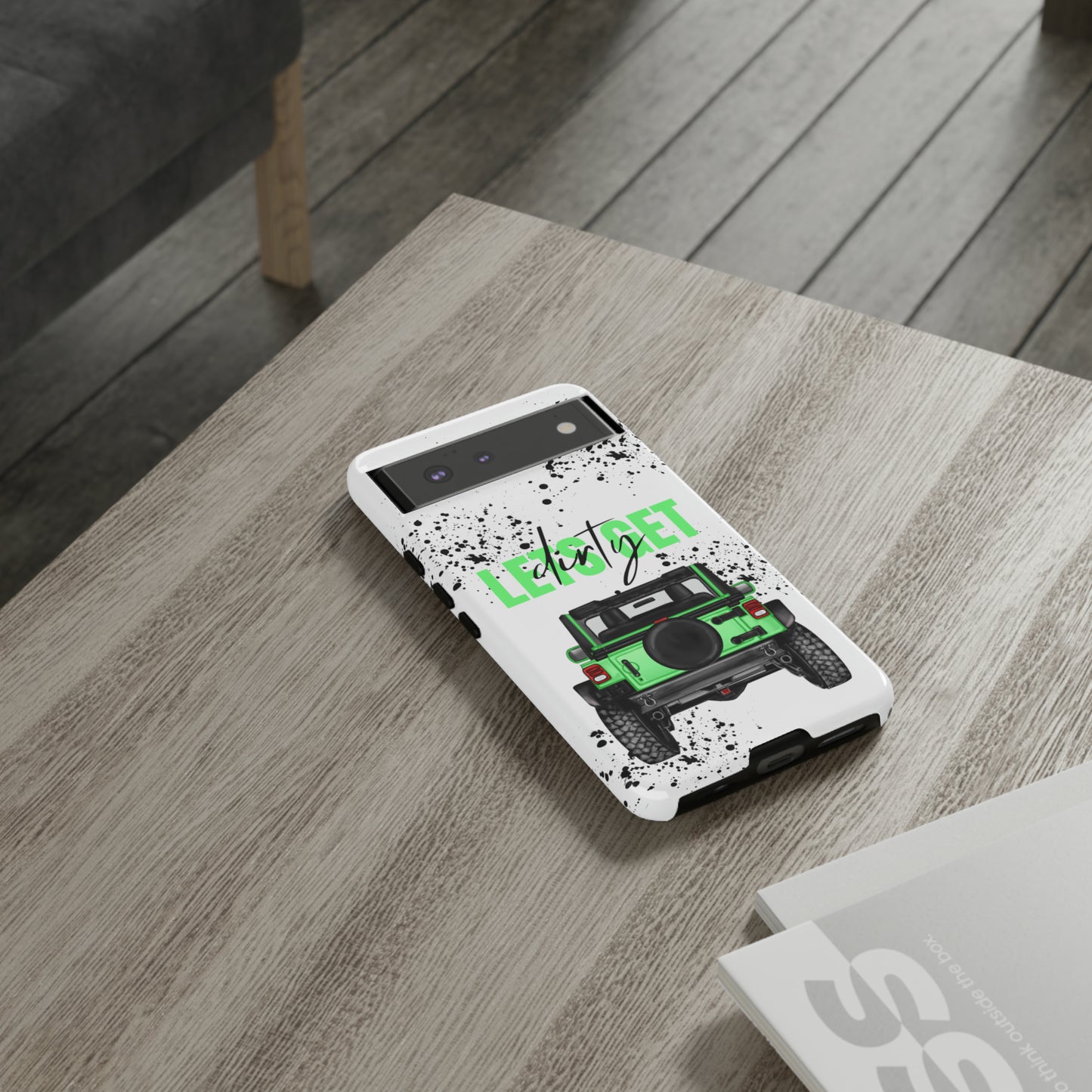 Lets Get Dirty Off Road Green Splatter Protective Phone Case