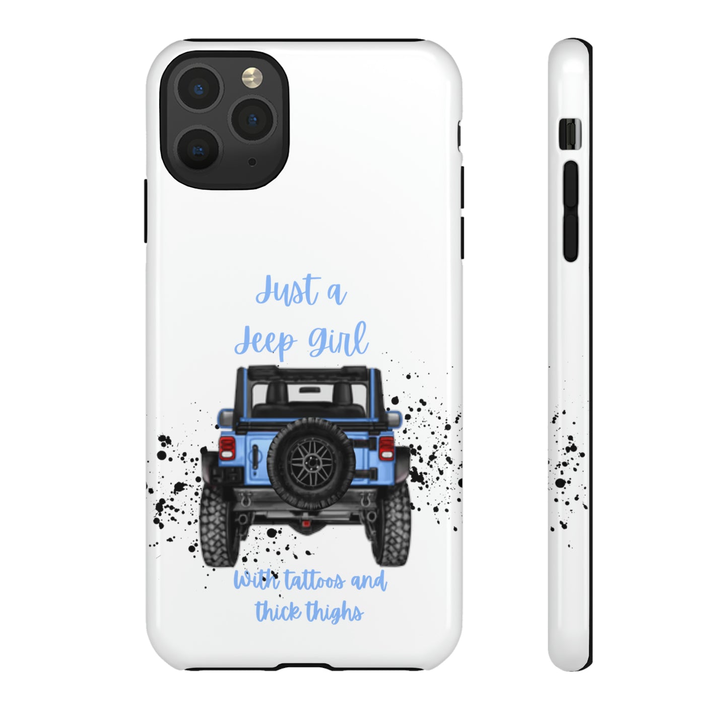 Off Road Girl with Tattoos and Thick Thighs Blue Protective Phone Case