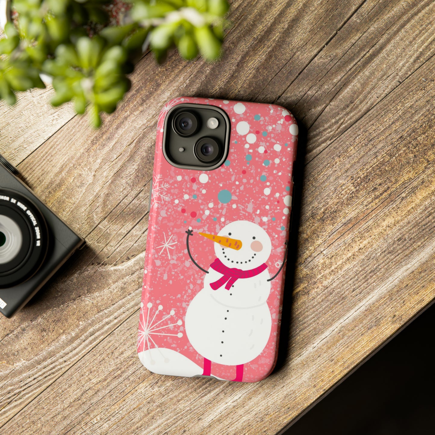 Pink Snowman Protective Case for Iphone, Samsung and a Google phones