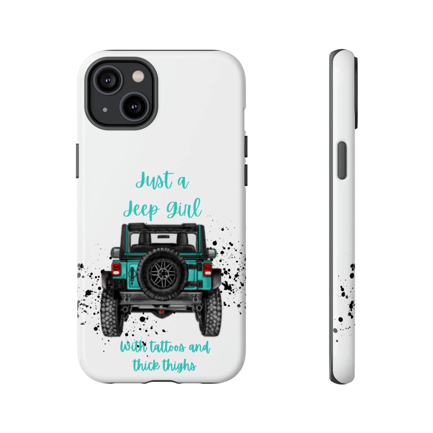 Off Road Girl with Tattoos and Thick Thighs Turquoise Protective Phone Case