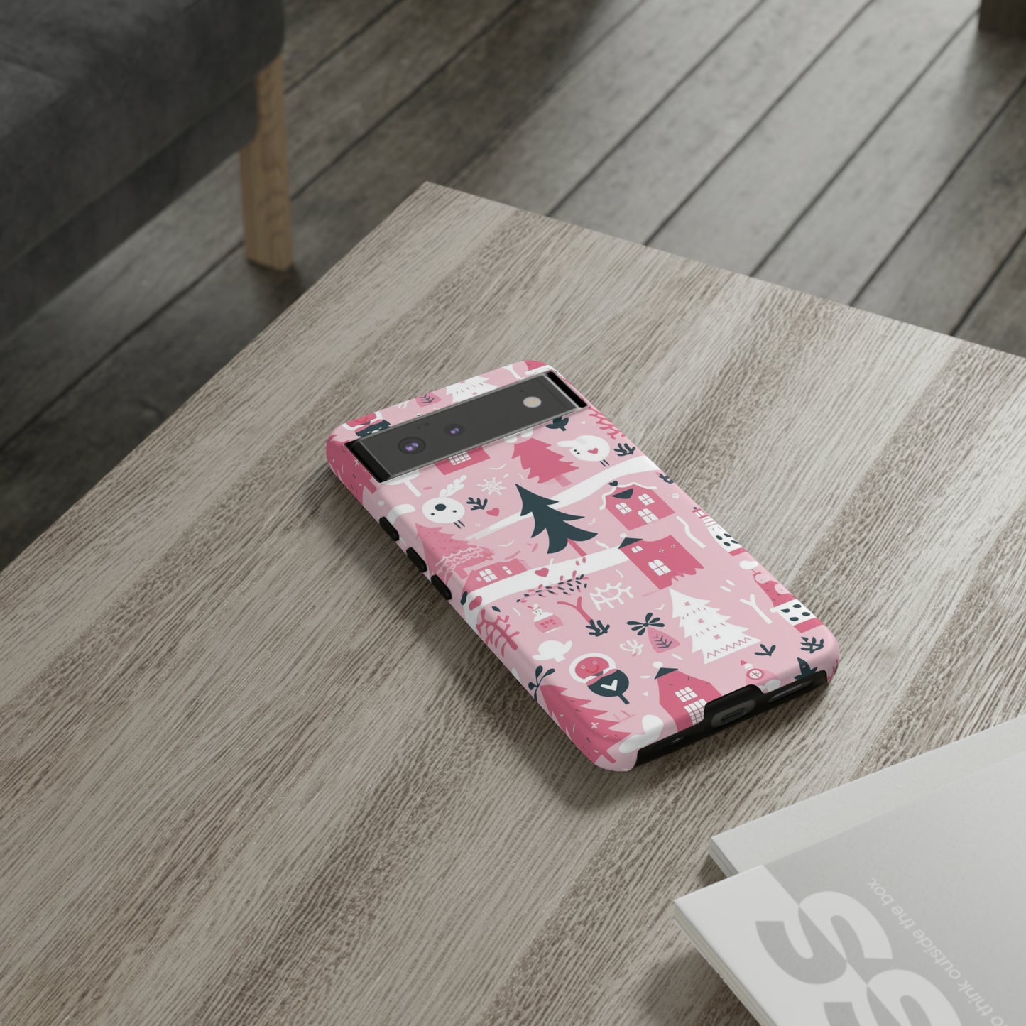 Pink Christmas Design Protective Case for Iphone, Samsung and Google Phones