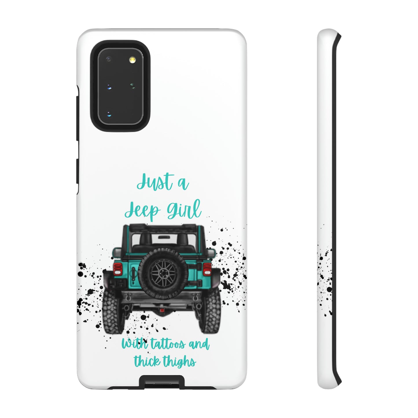 Off Road Girl with Tattoos and Thick Thighs Turquoise Protective Phone Case