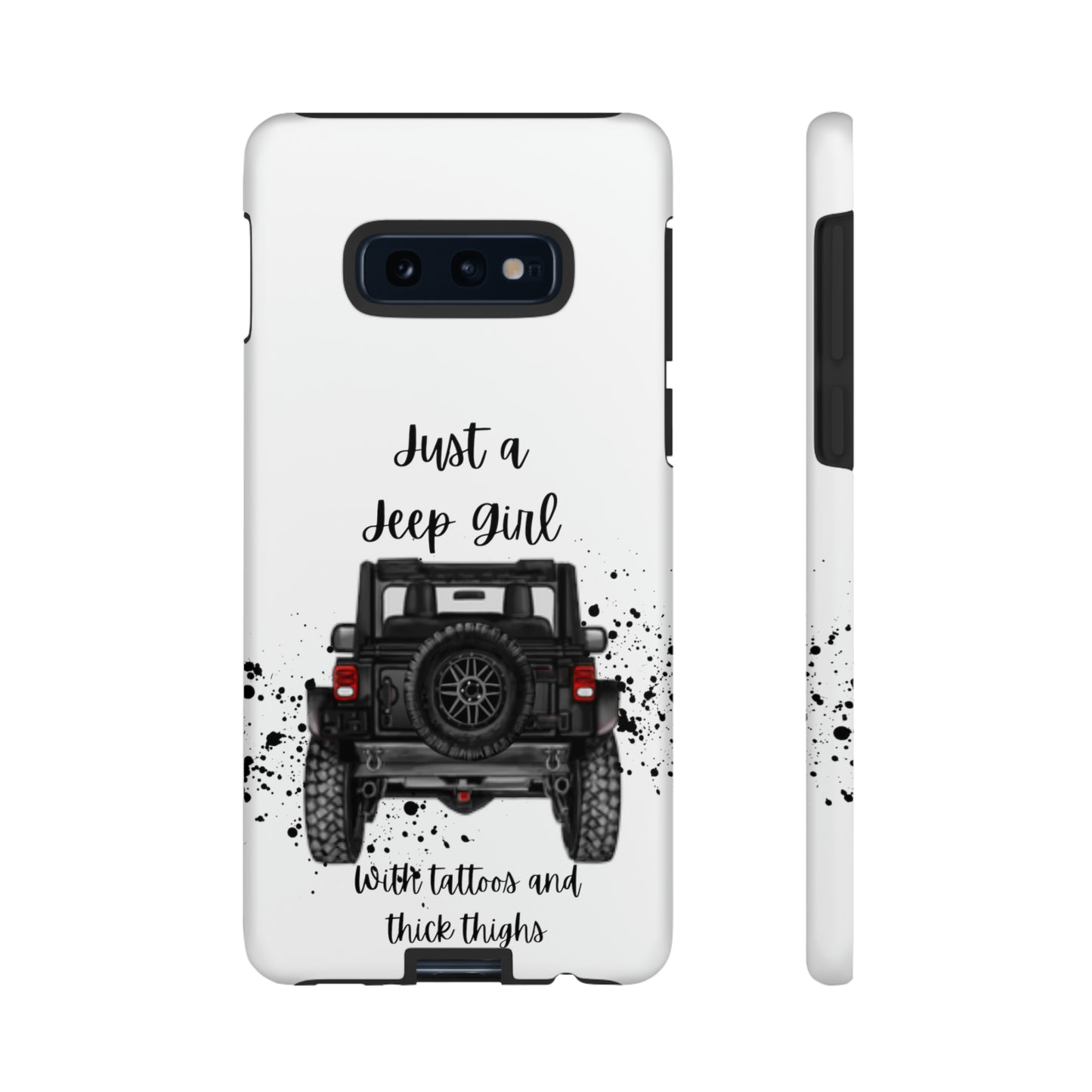 Off Road Girl with Tattoos and Thick Thighs Black Protective Phone Case