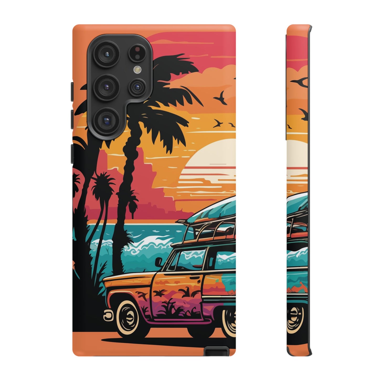 Summer Retro Sunset Protective Phone Case
