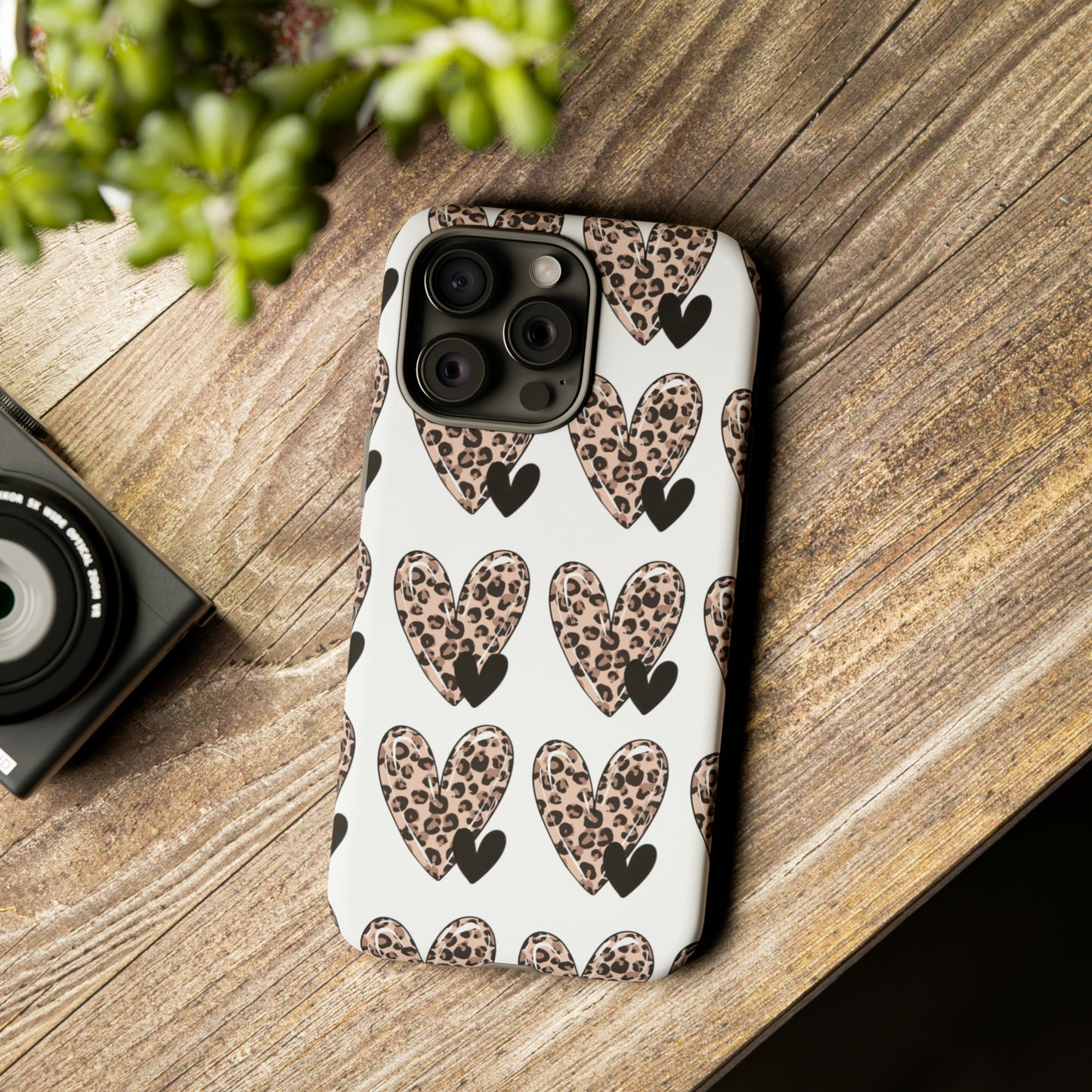 Leopard Hearts Protective Case for IPhone. Samsung and Google phones