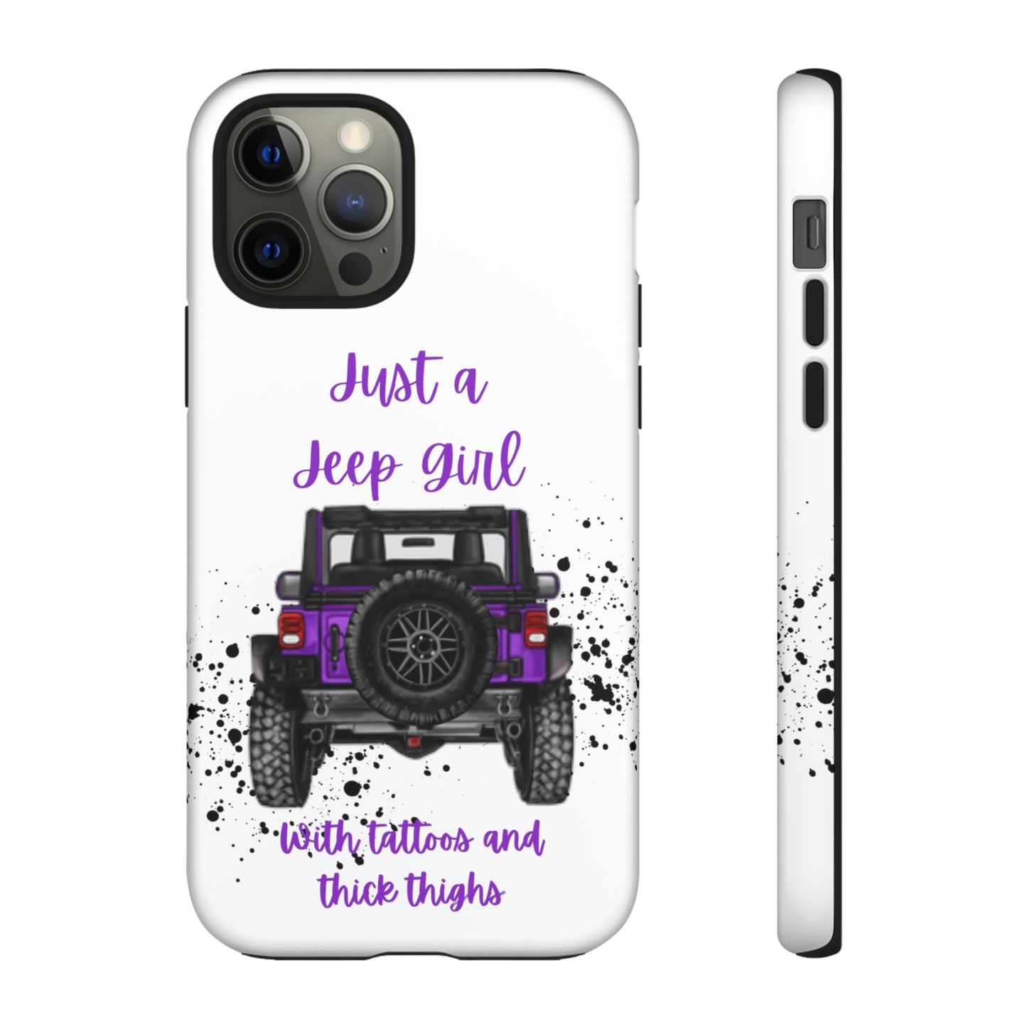 Off Road Girl with Tattoos and Thick Thighs Purple Protective Phone Case