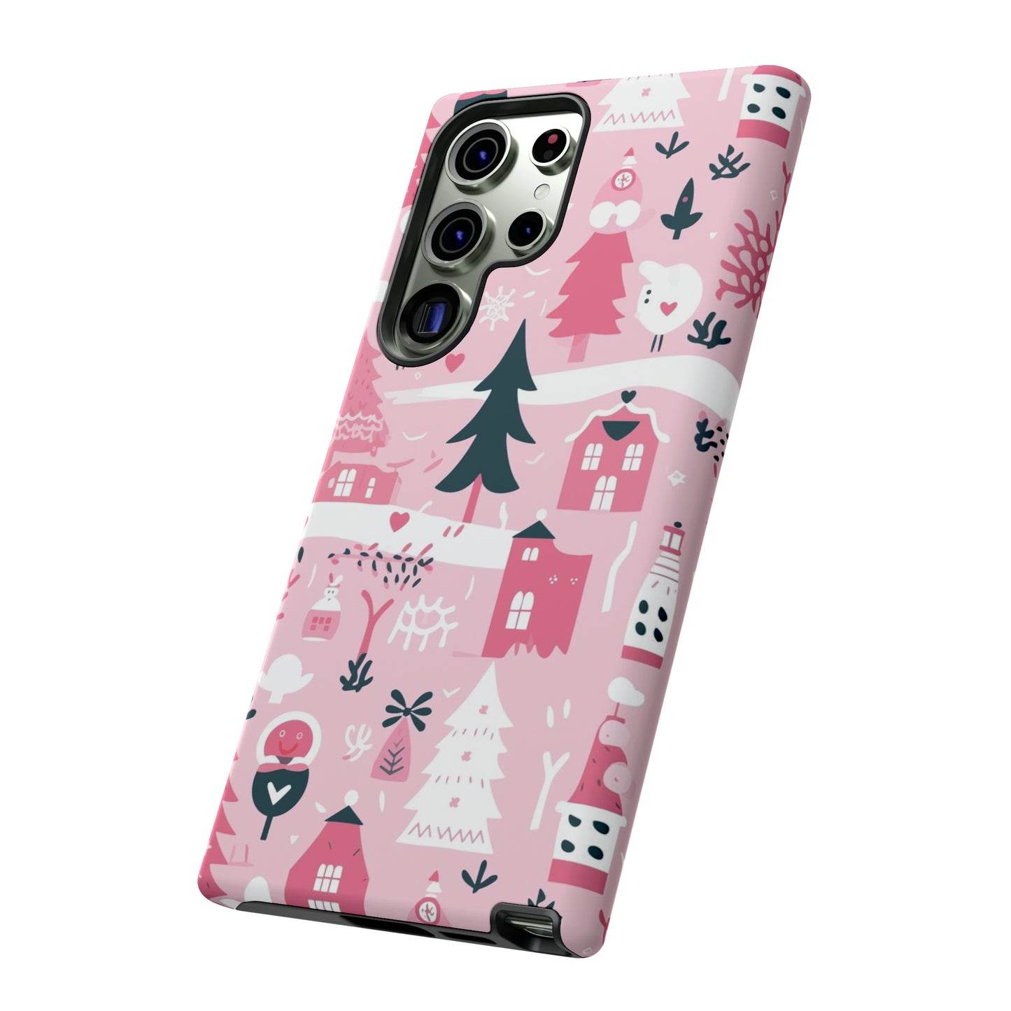 Pink Christmas Design Protective Case for Iphone, Samsung and Google Phones