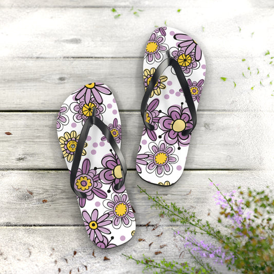 Purple Flower Summer Flip Flops